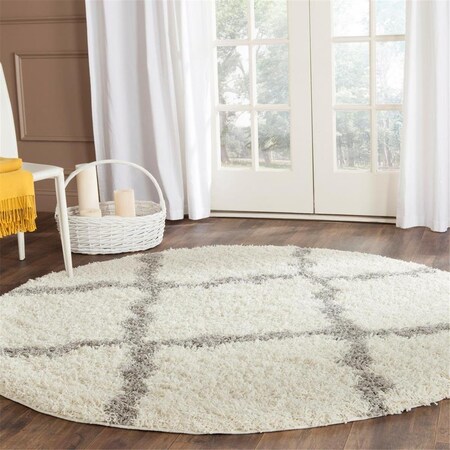 Safavieh 6 x 6 ft. SGD-Dallas Shag Round Machine Made Rug Ivory & Grey SGDS257F-6R
